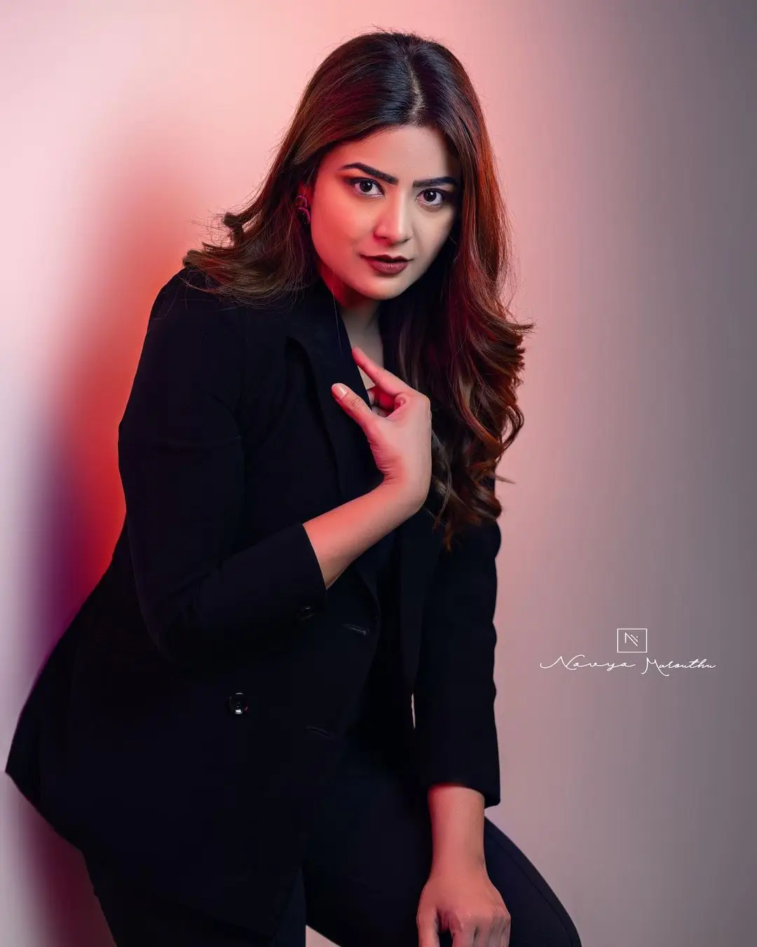 Priyanka Sharma Wearing Black Dress Long Hair